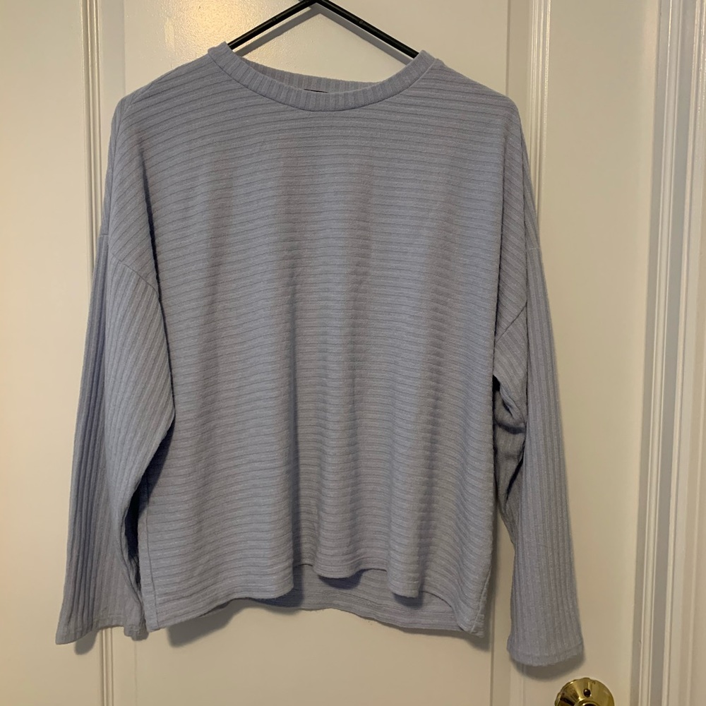 Blue Ribbed oversized Sweater